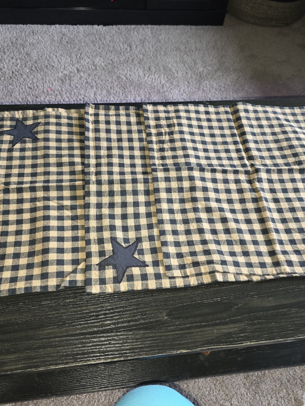 VHC Brands Cotton Gingham Runner in Black & Tan